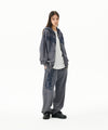 Mahagrid Washed Cut Off Applique Hood Zip Up