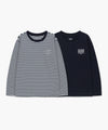 Marithé François Girbaud Kids Doodle Classic Logo Solid & Stripe Long Sleeve (2 Pack) Navy
