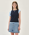 Marithé François Girbaud W SMALL CLASSIC LOGO ONE SHOULDER LAYERED TEE ivory