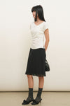 General Idea [Kippu Pick] Woman Drape Shirring Short Sleeve T-Shirt [Off White]