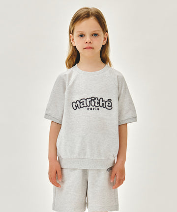 Marithé François Girbaud Kids Raglan Short Sleeve Sweatshirt Light Heather Gray