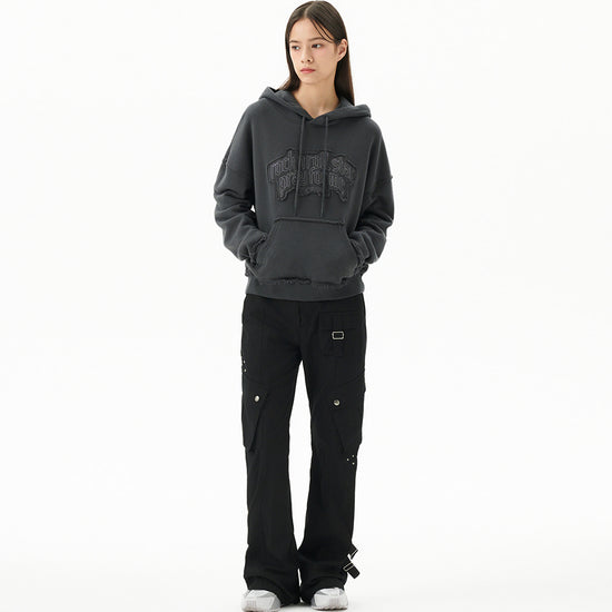 Mahagrid Raw Cut Pray Crop Hoodie