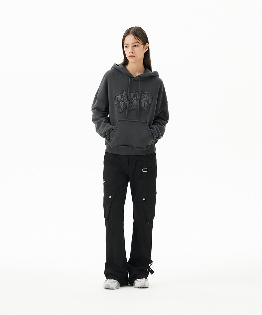 Mahagrid Raw Cut Pray Crop Hoodie