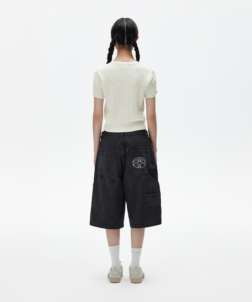 Mahagrid Cable Half Sleeve Knit