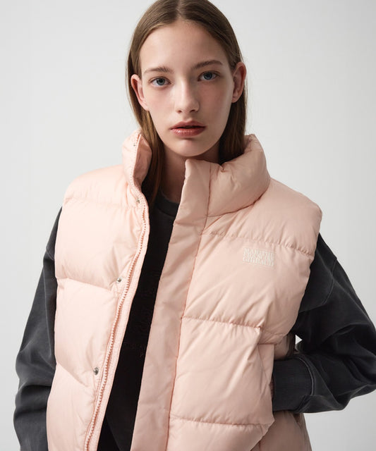 Marithé François Girbaud W CLASSIC LOGO DUCK DOWN CROP VEST PINK