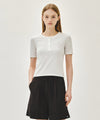Marithé François Girbaud W STRIPE HENLEY NECK TEE