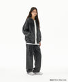 Mahagrid Washed Cut Off Applique Hood Zip Up