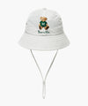 Marithé François Girbaud Kids Bear Embroidery Round Bucket Hat Light Blue