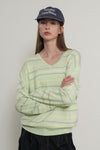 General Idea WOMAN Mix Stripe V-Neck Pullover