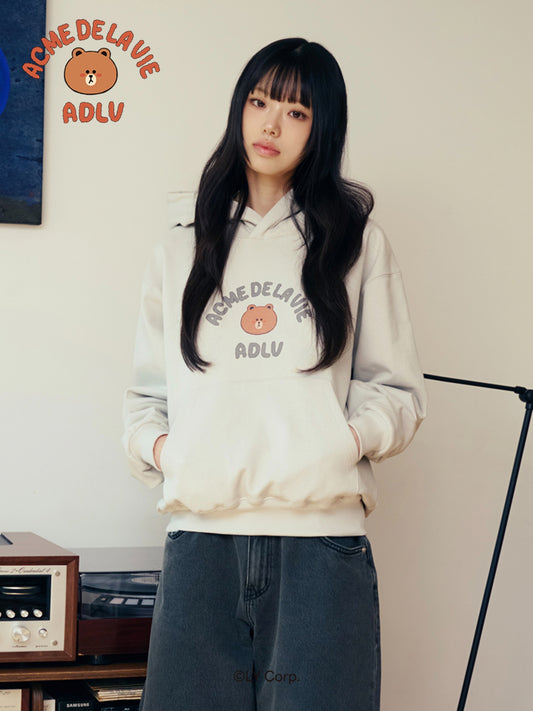 ADLV Bear Doll Hug Brown Line Friends Hoodie