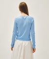 Marithé François Girbaud Women's Crochet Half Button Knit in Sky Blue