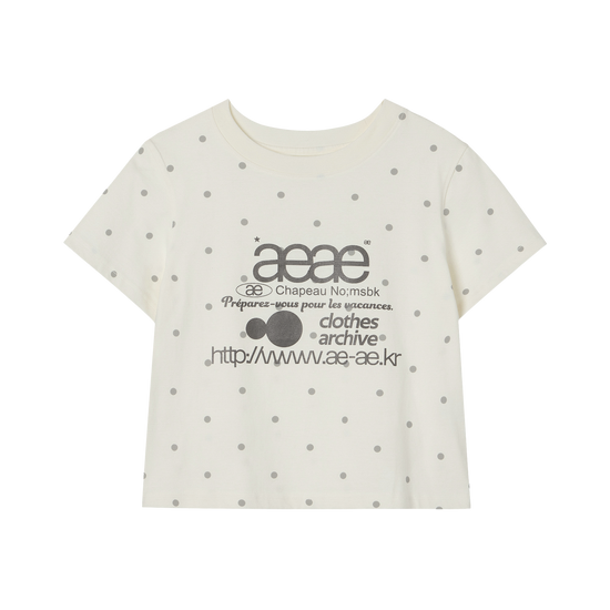 AEAE Web Logo Dot Crop T-Shirt in Cream
