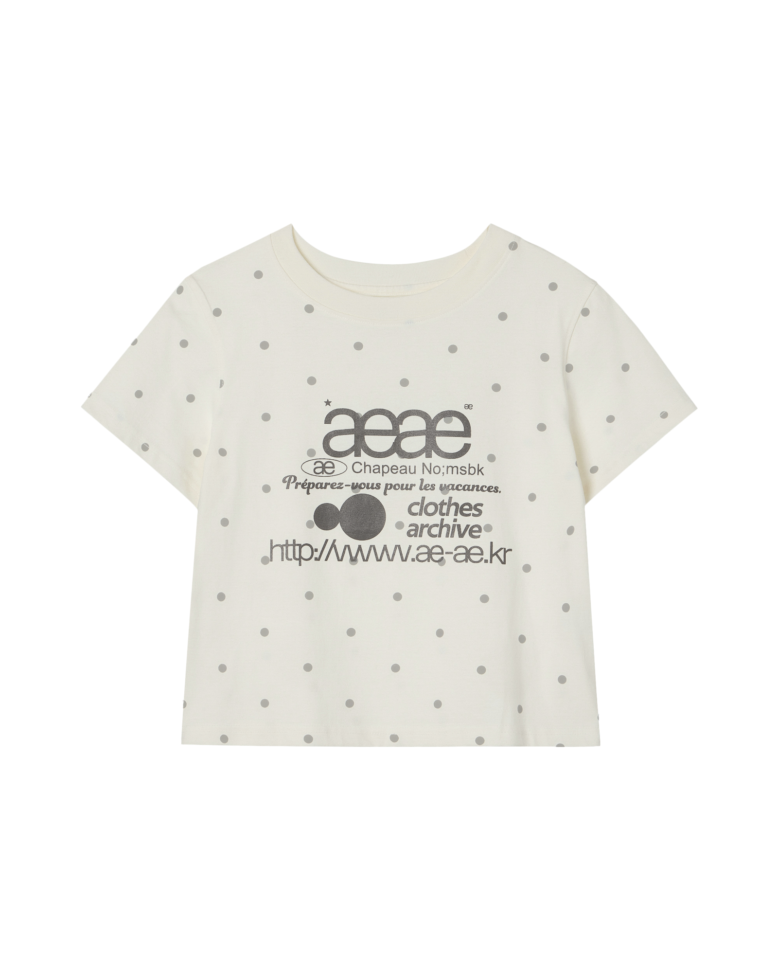 AEAE Web Logo Dot Crop T-Shirt in Cream