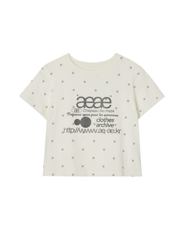 AEAE Web Logo Dot Crop T-Shirt in Cream