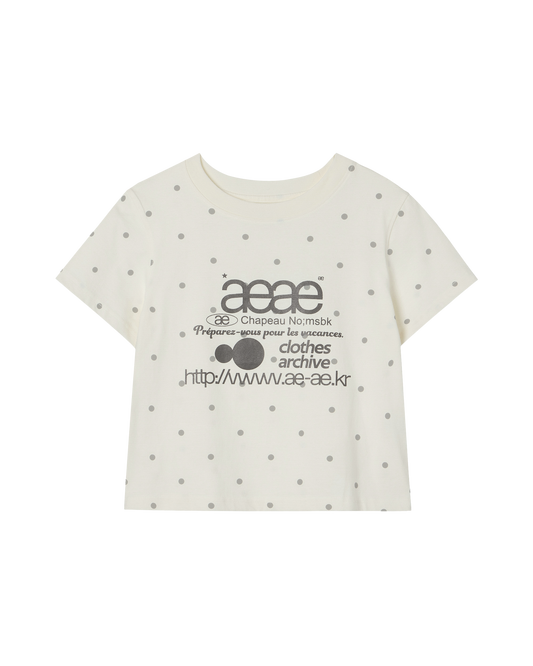 AEAE Web Logo Dot Crop T-Shirt in Cream