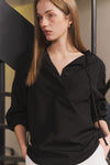 General Idea WOMAN Slit Neck Cape Blouse