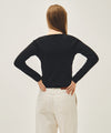 Marithé François Girbaud W V-NECK CROCHET KNIT CARDIGAN black