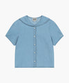 Marithé François Girbaud W SAILOR COLLAR SHORT SLEEVE CHAMBRAY SHIRT dark blue