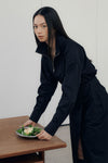 General Idea WOMAN High-Neck Zip-Up Wrap Dress [BLACK]