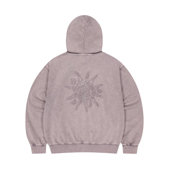 Mahagrid Washed Solar Applique Zip Up Hoodie