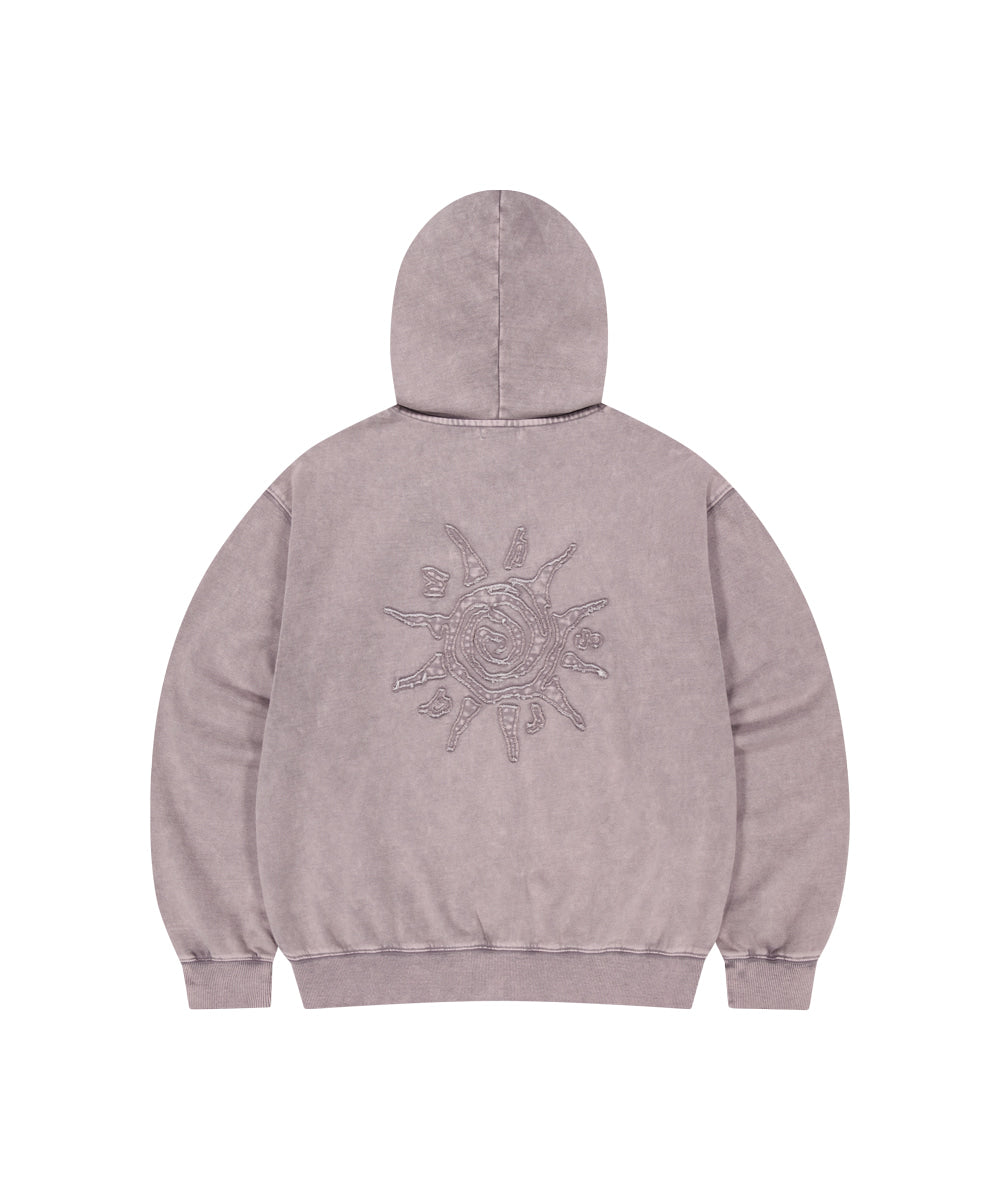 Mahagrid Washed Solar Applique Zip Up Hoodie