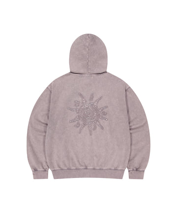 Mahagrid Washed Solar Applique Zip Up Hoodie