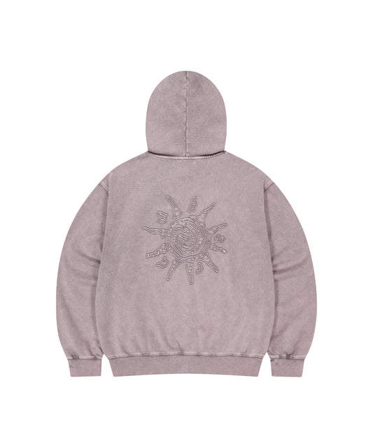Mahagrid Washed Solar Applique Zip Up Hoodie