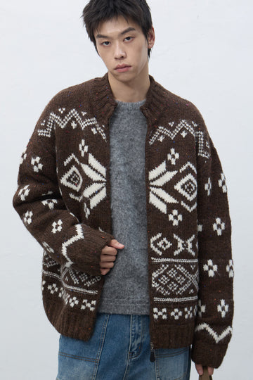 General Idea UNISEX High Neck Nordic Zip-Up Cardigan
