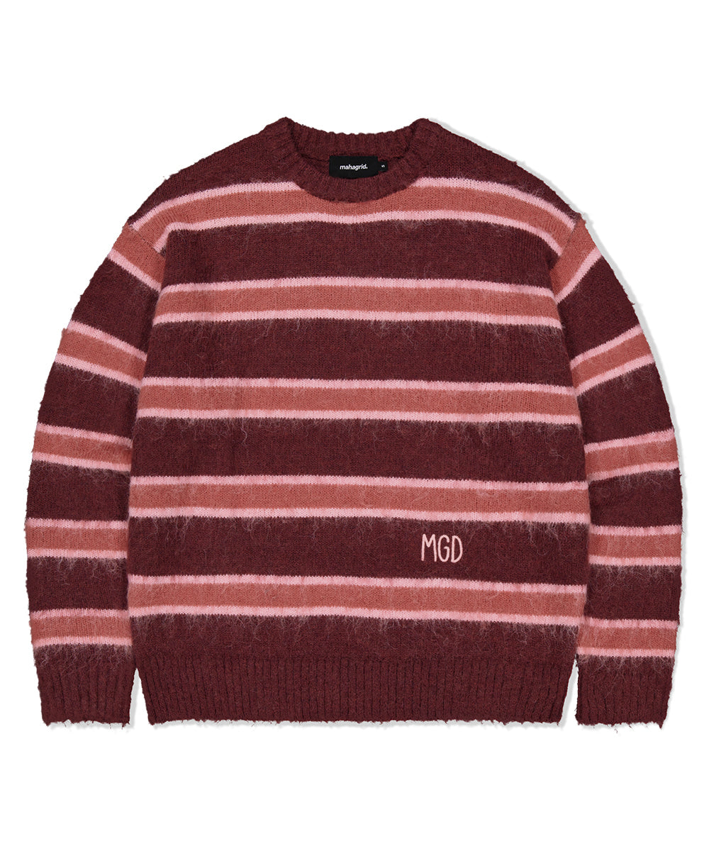 Mahagrid Hairy Stripe Knit Sweater
