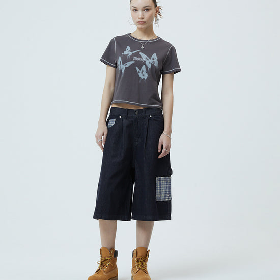 Mahagrid Pigment Butterfly Goth Crop Tee