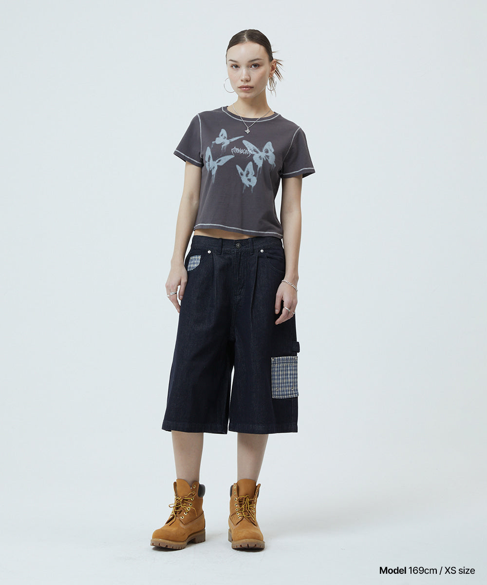 Mahagrid Pigment Butterfly Goth Crop Tee