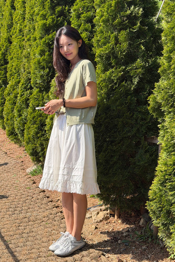 General Idea LUPITA PICK Woman Lace Flare Midi Skirt White
