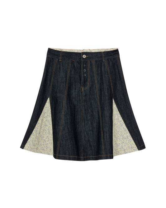 AEAE Flare Denim Skirt in Indigo