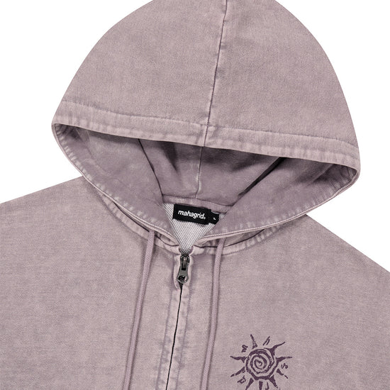 Mahagrid Washed Solar Applique Zip Up Hoodie