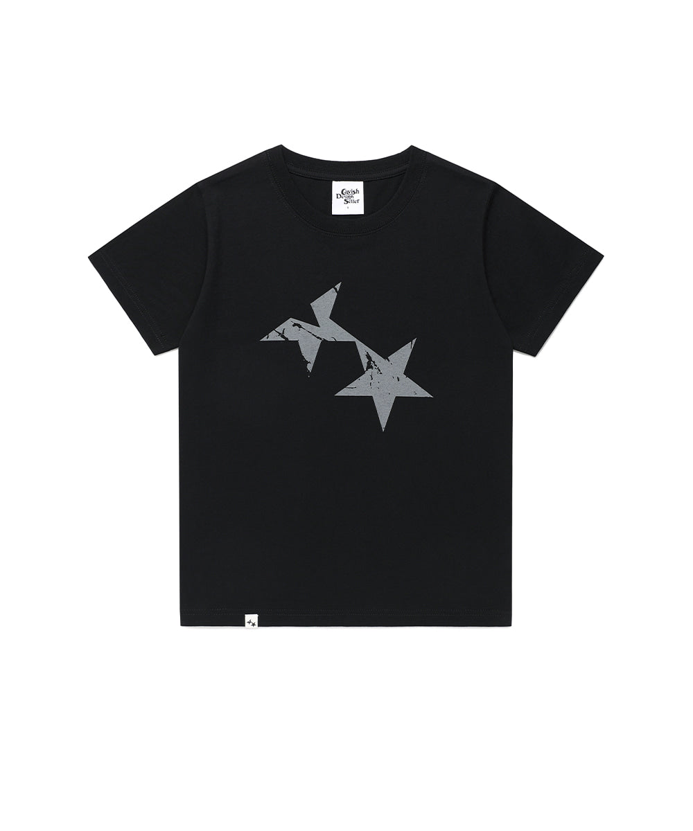 Cavish W TWIN STAR SS TEE [BLACK]