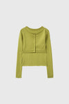 General Idea WOMAN Boat Neck Cardigan Tank Top Set [AVOCADO]