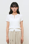 General Idea WOMAN Punching Scallop Half Cardigan