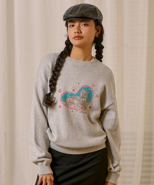 Bitter Cells Kittens Sweater - Grey