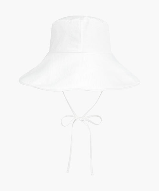 Marithé François Girbaud W STRAP SEERSUCKER WIDE BUCKET HAT ivory