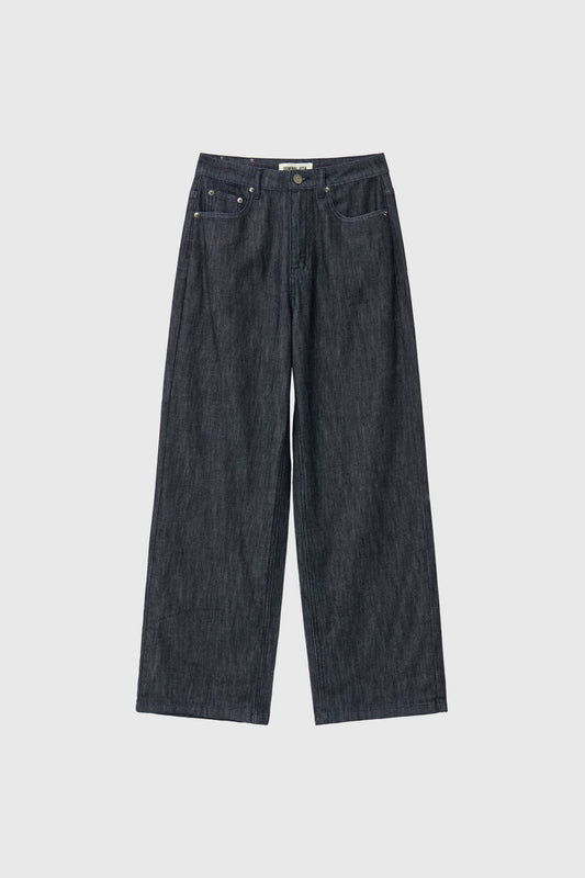 General Idea XS Exclusive Women's Semi Wide Denim Pants in Navy