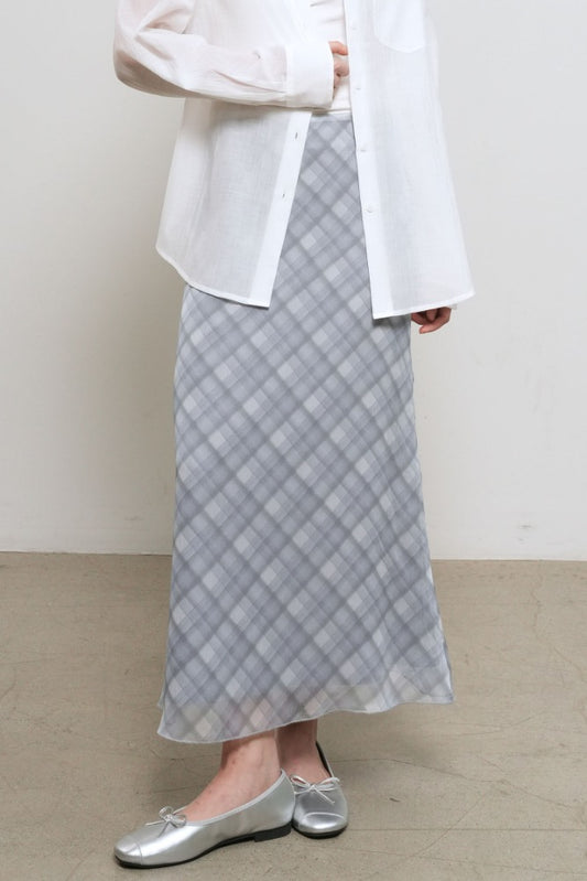 General Idea WOMAN Check Sheer Long Skirt