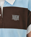 Marithé François Girbaud SMALL CLASSIC LOGO RUGBY STRIPE OVERSIZED COLLAR TEE sky blue