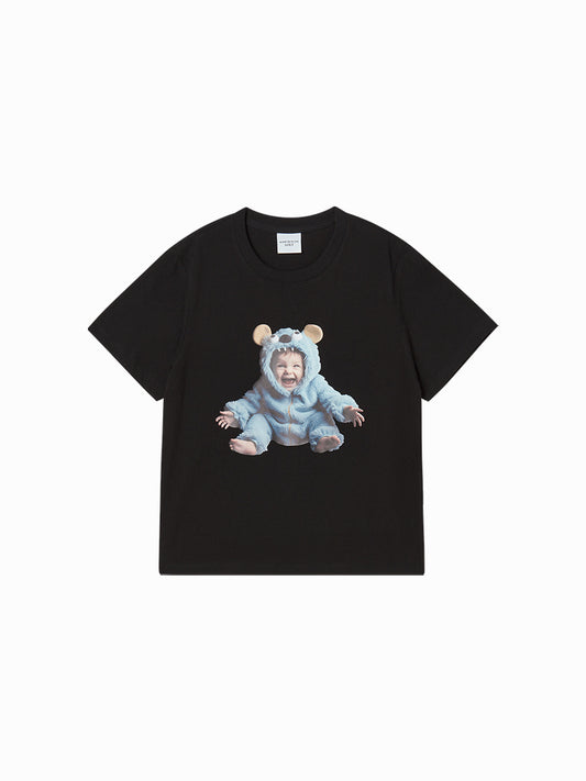 ADLV Woman Baby Face Monster Baby Short Sleeve T-Shirt