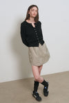 General Idea WOMAN Sheer Shirring Layered Banding Mini Skirt [ASH KHAKI]