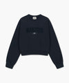 Marithé François Girbaud W Raw Edge Applique Logo Crop Sweatshirt Navy