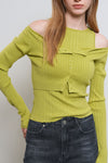 General Idea WOMAN Boat Neck Cardigan Tank Top Set [AVOCADO]