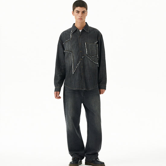 Mahagrid Star Raw Cut Denim Shirt