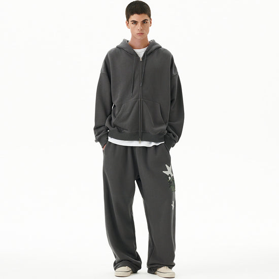 Mahagrid Pray Applique Zip Up Hoodie