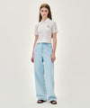 Marithé François Girbaud W STRIPE SLIM CROP COLLAR TEE