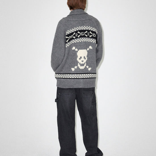 Mahagrid Skull Cowichan Knit Sweater